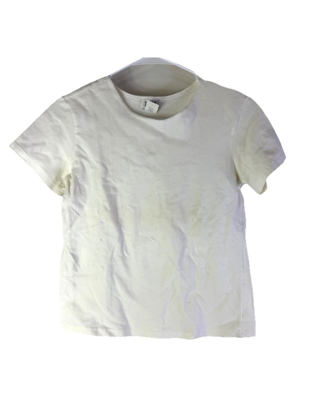 Vintage 90s Eileen Fisher White Cotton Short Sleeve T Shirt Top